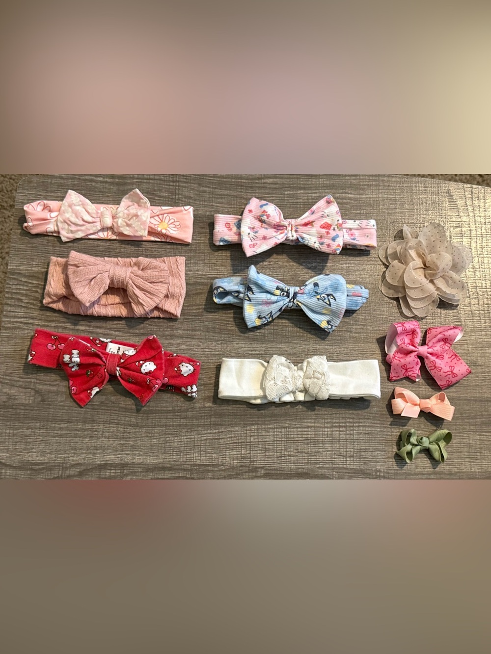 Assorted Pink, Red & Blue Kids Bow Headband Set